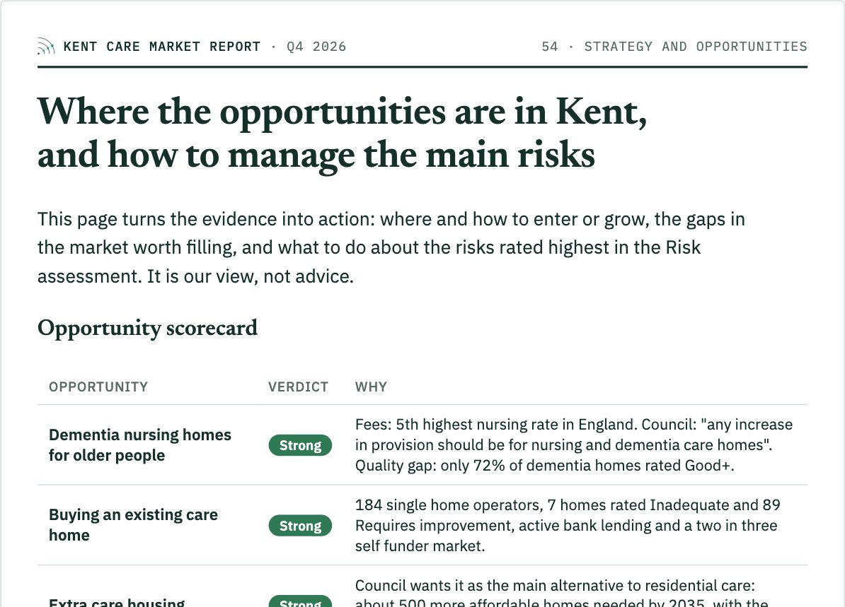 Kent report, Strategy and opportunities: sample page