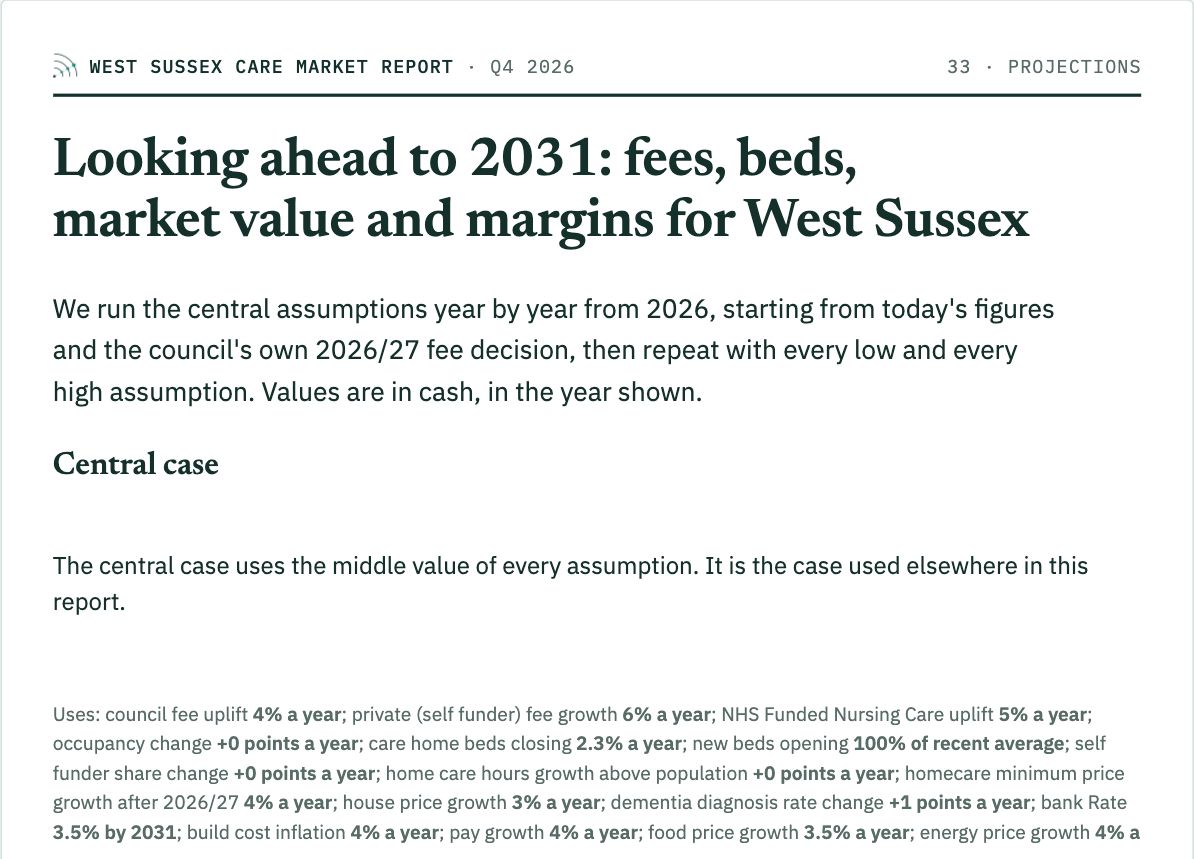 West Sussex report, Projections: sample page